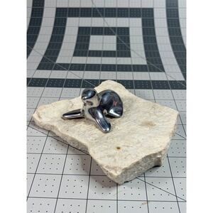 Hoselton Sculpture Polished Aluminum Seal on Stone Base Signed Made in Canada